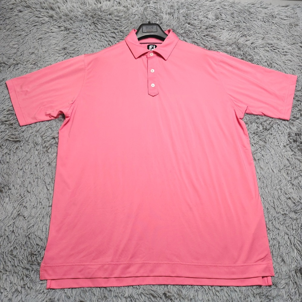 FootJoy Mens‎ Golf Polo XL Shirt Pink FJ Logo Short Sleeve Performance Stretch